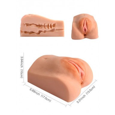 Телесная вагина с двумя рабочими отверстиями фото 2