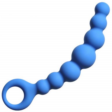 Синяя упругая анальная цепочка Flexible Wand - 18 см., фото
