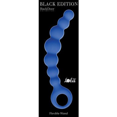 Синяя упругая анальная цепочка Flexible Wand - 18 см. фото 3