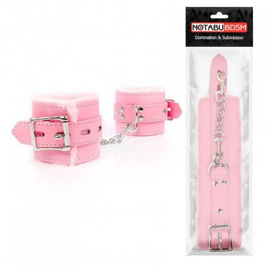 Розовые мягкие наручники на регулируемых ремешках фото 2