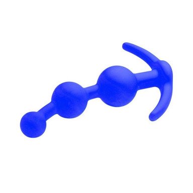 Синяя анальная цепочка из 3 звеньев - 13 см., фото