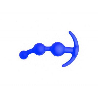Синяя анальная цепочка из 3 звеньев - 13 см. фото 2