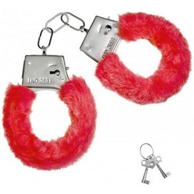 Красные плюшевые наручники с ключиками, фото