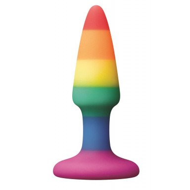 Разноцветная мини-пробка Colours Pride Edition Pleasure Plug Mini - 8,9 см., фото