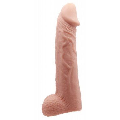 Телесная реалистичная насадка-удлинитель на пенис - 21 см., фото