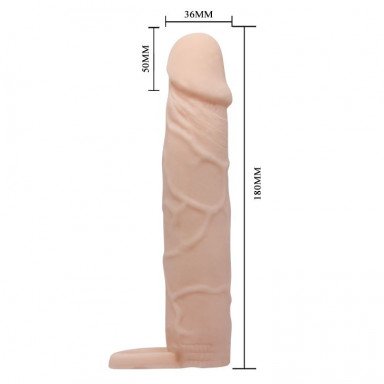 Насадка на пенис с кольцом для мошонки - 18 см. фото 3