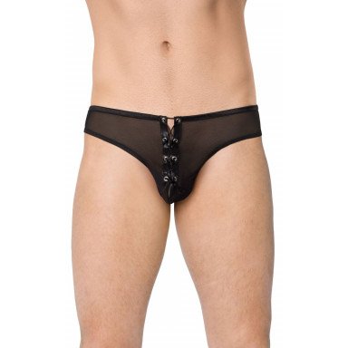 Сексуальный мужские трусы-стринги со шнуровкой, XL, черный, фото