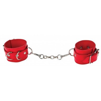 Красные кожаные наручники с заклёпками, фото