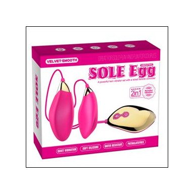 Парные розовые виброяца Sole Egg с пультом фото 3