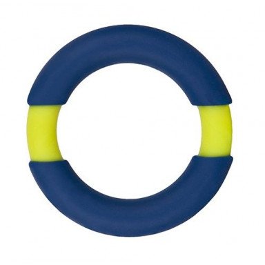 Синее эрекционное кольцо NEON STIMU RING 42MM BLUE/YELLOW, фото