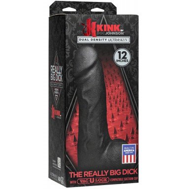 Черный фаллоимитатор-гигант с присоской-плагом The Really Big Dick - 30,5 см. фото 2