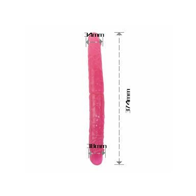 Розовый двухголовый гнущийся фаллоимитатор - 37,4 см. фото 3