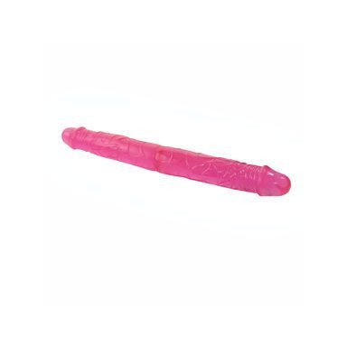 Розовый двухголовый гнущийся фаллоимитатор - 37,4 см. фото 4