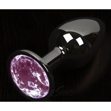 Графитовая анальная пробка с розовым кристаллом - 8,5 см., фото