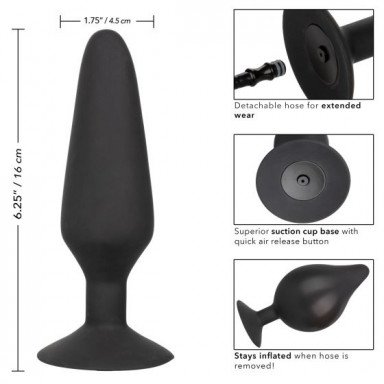 Черная расширяющаяся анальная пробка XL Silicone Inflatable Plug - 16 см. фото 3