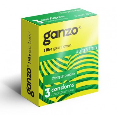 Ультратонкие презервативы Ganzo Ultra thin - 3 шт., фото