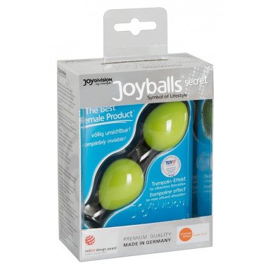 Зелёные вагинальные шарики на чёрной сцепке Joyballs Secret фото 2