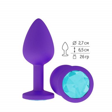 Фиолетовая силиконовая пробка с голубым кристаллом - 7,3 см., фото
