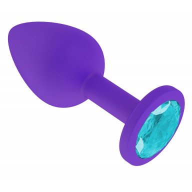 Фиолетовая силиконовая пробка с голубым кристаллом - 7,3 см. фото 2