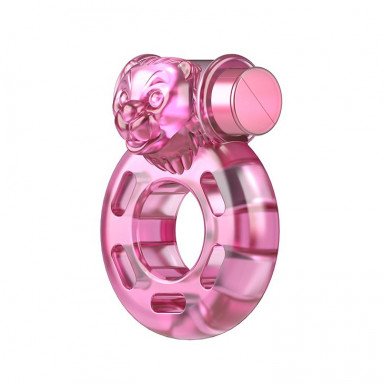 Розовое эрекционное кольцо с вибрацией Pink Bear фото 2