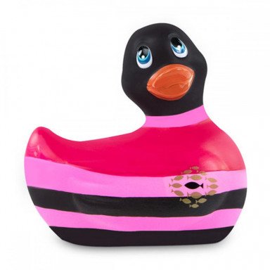 Вибратор-уточка I Rub My Duckie 2.0 Colors с черно-розовыми полосками, фото