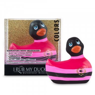 Вибратор-уточка I Rub My Duckie 2.0 Colors с черно-розовыми полосками фото 2