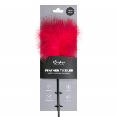 Стек-щекоталка Feather Tickler с красными перьями - 44 см. фото 2