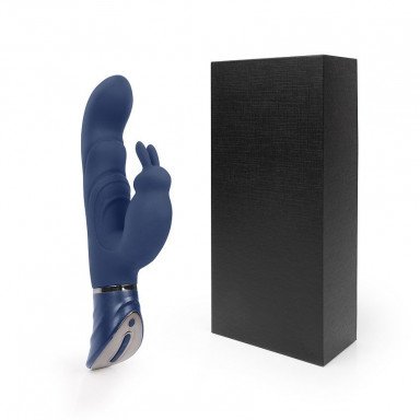 Темно-синий вибромассажер-кролик с 9 режимами вибрации - 24 см. фото 2