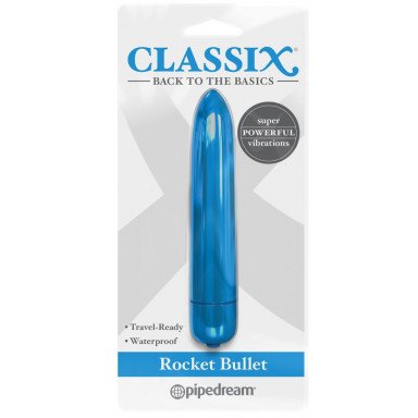 Голубая гладкая вибропуля Rocket Bullet - 8,9 см. фото 2