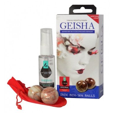 Вагинальные шарики Geisha из оникса в комплекте с лубрикантом, фото
