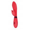 Красный вибратор Leyla с клиторальным отростком - 20,5 см., фото