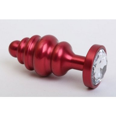 Красная металлическая фигурная пробка с прозрачным стразом - 7,3 см., фото