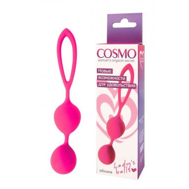 Розовые вагинальные шарики с петлёй Cosmo фото 2