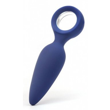 Синяя вибропробка с кольцом Kiss Toy - 12 см., фото