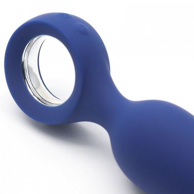 Синяя вибропробка с кольцом Kiss Toy - 12 см. фото 5