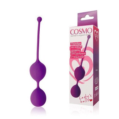 Фиолетовые двойные вагинальные шарики Cosmo с хвостиком для извлечения фото 2