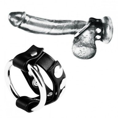 Регулируемое металлическое кольцо на пенис с ремешком, фото