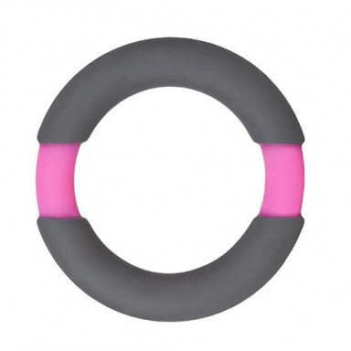 Серое эрекционное кольцо NEON STIMU RING 37MM GREY/PINK, фото