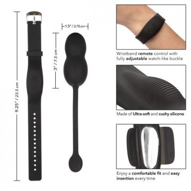 Черные вагинальные виброшарики с браслетом-пультом Wristband Remote Ultra-Soft Kegel System фото 3