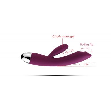 Фиолетовый вибратор Trysta с клиторальным отростком и движущимся шариком в кончике - 18,6 см. фото 3