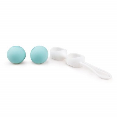 Бело-голубые вагинальные шарики Jiggle Balls фото 2