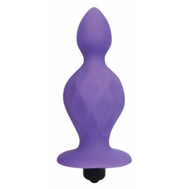 Фиолетовая коническая анальная вибровтулка - 10 см., фото