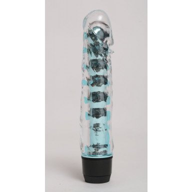 Прозрачно-голубой вибратор с пупырышками - 17,5 см. фото 3