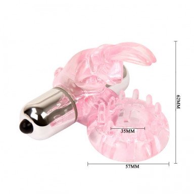 Эрекционное розовое виброкольцо с клиторальным зайчиком фото 5
