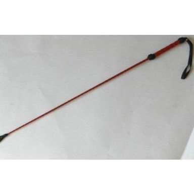 Короткий красный плетеный стек с наконечником-ладошкой - 70 см. фото 2