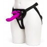 Лиловый страпон Rechargeable Vibrating Strap-On Harness Set - 17,6 см., фото