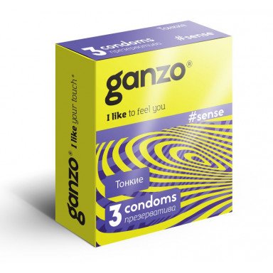 Тонкие презервативы для большей чувствительности Ganzo Sence - 3 шт., фото