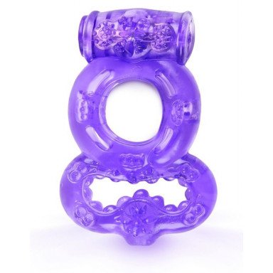 Фиолетовое эрекционное кольцо с вибрацией и подхватом мошонки, фото
