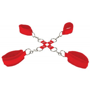 Красный комплект оков Velcro hand and leg cuffs, фото