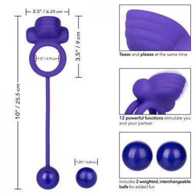 Фиолетовое эрекционное кольцо с утяжелителем Silicone Rechargeable Dual Rockin Rim Enhancer фото 3